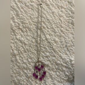 Vintage Sarah Conventry purple chandelier style long silver necklace